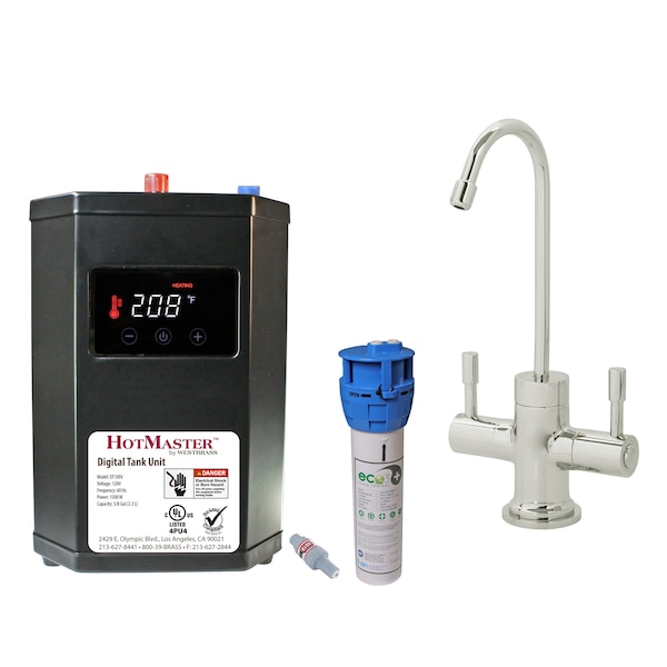 Westbrass Contemporary 10" Hot and Cold Water Dispenser W/ HotMaster DigiHot Digital Tank DT1F2051-05 - main